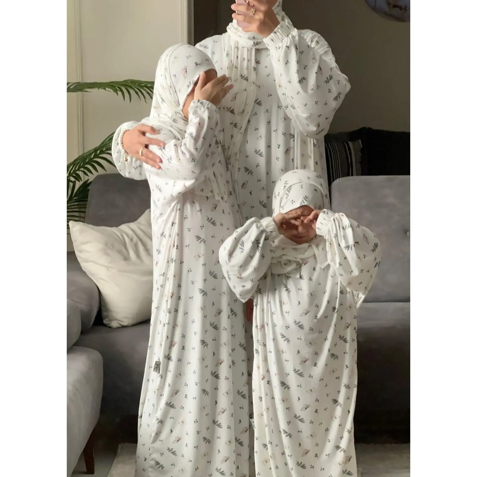 Floral Mother & Daughter Modest Prayer Dress Set – Soft Cotton & Lycra