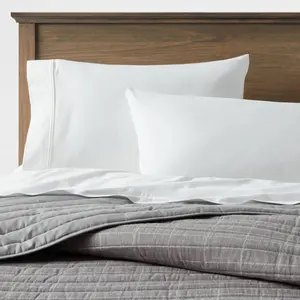 King Flannel Windowpane Quilt Charcoal Gray - Threshold