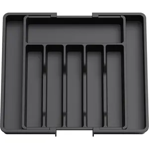 Expandable Silverware Drawer Organizer, Adjustable Plastic Flatware Tray for Kitchen, Compact Storage for Spoons & Forks  Boxes