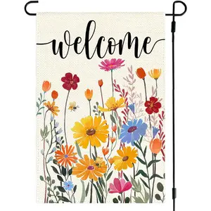 Spring Summer Garden Flag 12x18 Inch Double Sided Outside Colorful Floral Daisy Flowers Outdoor Seasonal Holiday Welcome Yard Porch Decoration