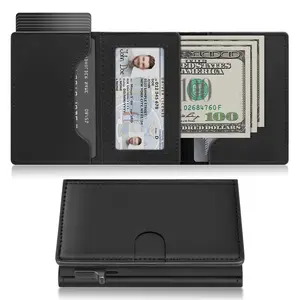 Wallet for Men - Sleek Minimalist Leather Credit Card Holder Wallet, Slim 7-9 Cards & Cash Slot for Work and Daily Use, Christmas Gifts for Men