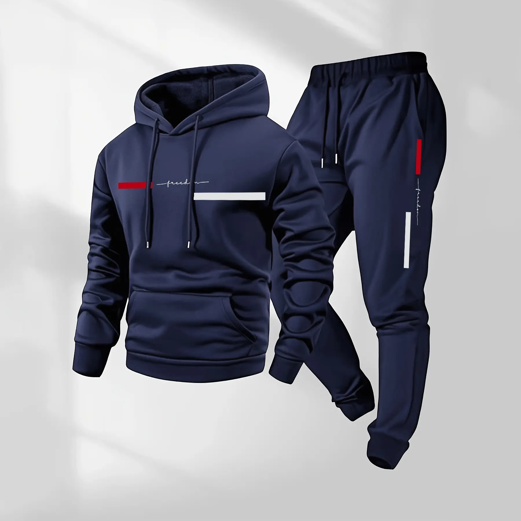 Men's 2-Piece Pattern Print Hoodie & Drawstring Sweatpants Set with Pockets - Breathable Activewear, Casual Gym Athleisure Tracksuit, Long-Sleeve Fall Winter Athletic Sports Clothing for Indoor Use