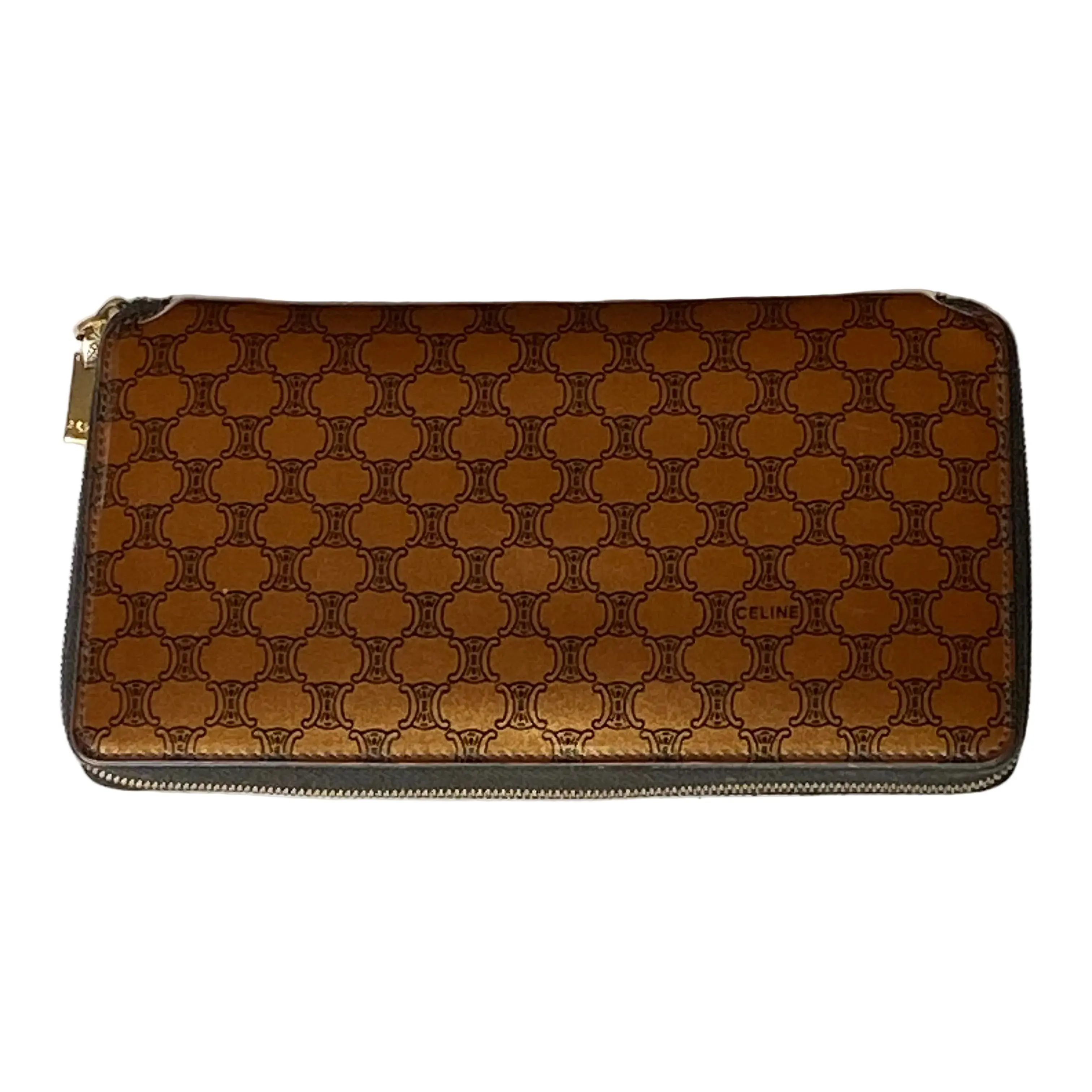 Pre-owned Celine wallet  Small leather goods FINAL SALE NO RETURN NO CANCEL macadam brown zip around long authentic with COA