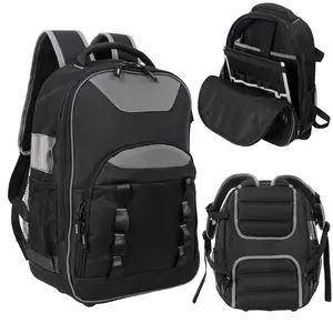 Tool Bag Backpack, Heavy Duty Tool Backpack Bag, Electrician Work Pack for Hand Tools, Multi Pockets Tool Storage Organizer for Contractor, HVAC Techs