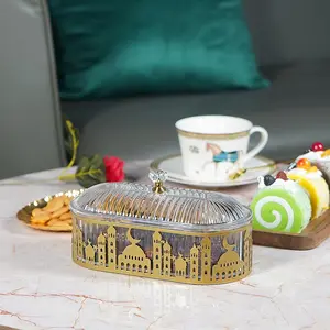 Ramadan Candy Storage Box, Plastic Metal Candy Canister for Wedding Party Decor, Holiday Gift Box for Snacks & Treats