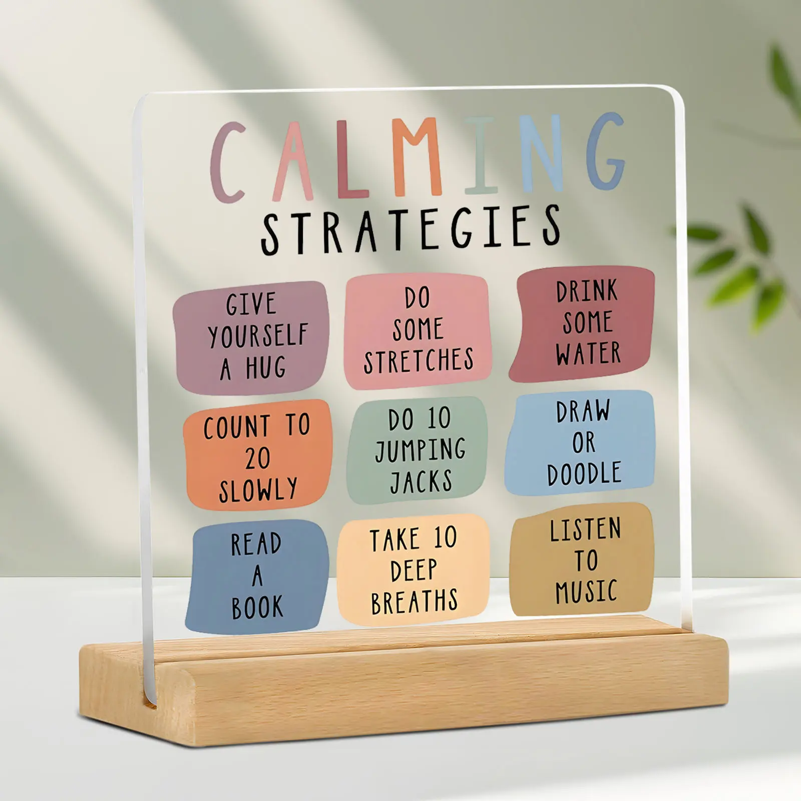 Calm Corner Desk Decoration for Therapist Offices, Positive Affirmation Acrylic Sign with Stand, Decorative Sign, Acrylic Signage Plaque, Healing Therapy Room Decor for Home & Bedroom, Acrylic Desktop Decoration