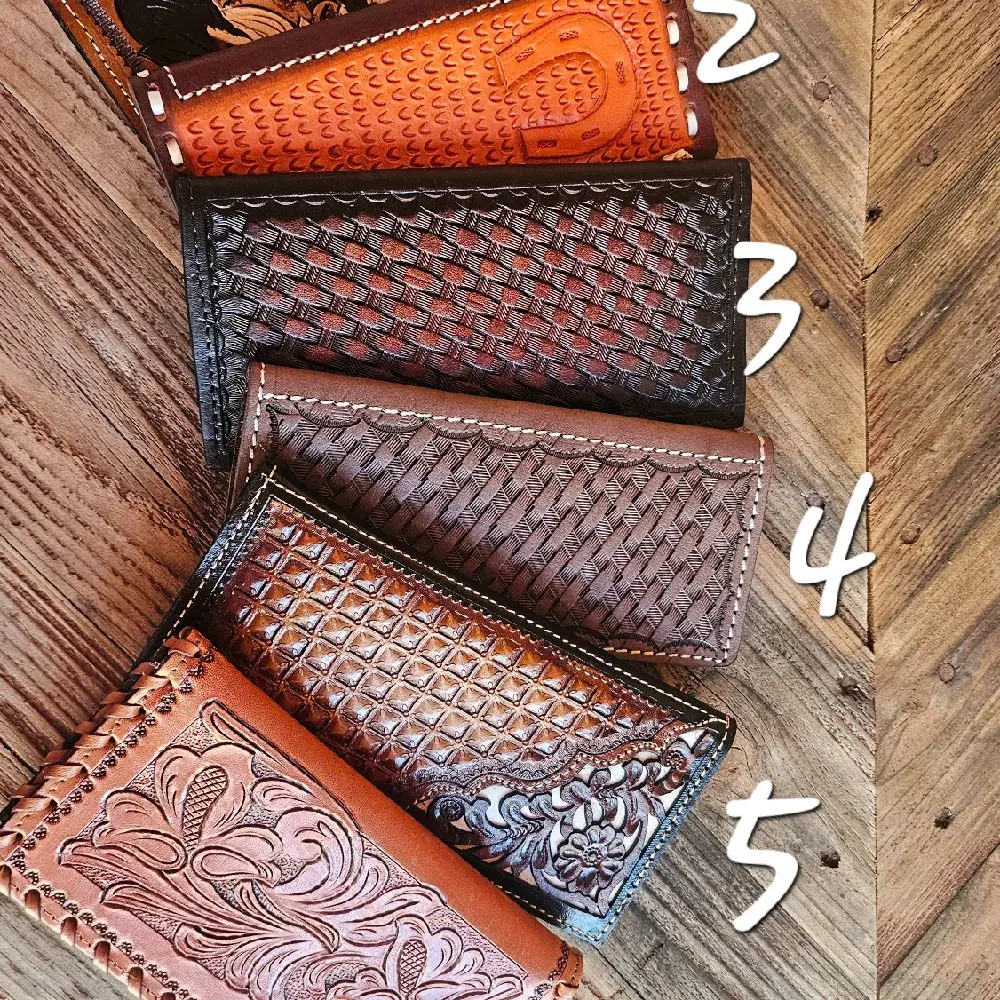 Cowboys Leather Mens Wallet 100% Mexican Leather with Print Pattern for Men