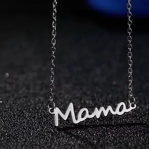 A pair Elegant Mama Pendant Necklace Set - Personalized Gift for Mother's Day & Birthdays - Silver & Gold Finish - Women's Fashion Accessory - 2 Pack