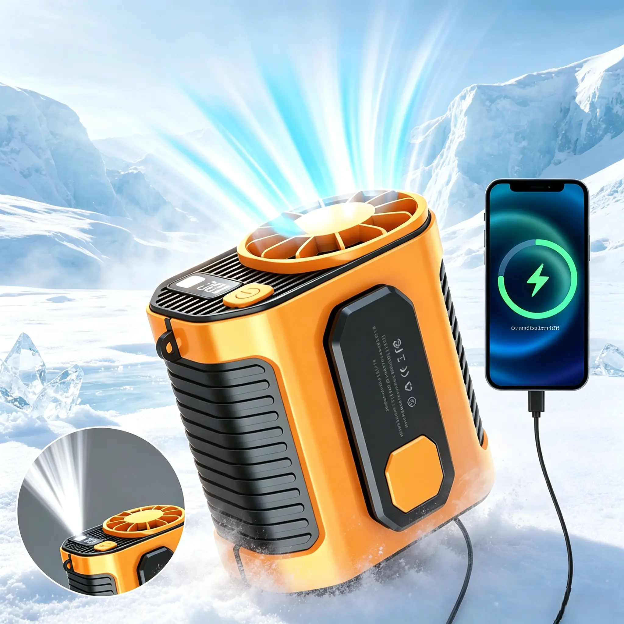 Oceantree Portable Waist Clip Fan Digital Compact, 5000mAh Cool Clip Fan Wearable Under Shirt, Belt Fan Clip On Waist Portable Cooling Fan, with LED Light, USB Charging Rechargeable Portable Waist Fan for Outdoor Play and Work