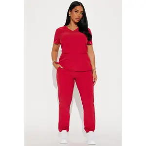 On Call Jogger Stretch Uniform Scrub Set - Red On Call Jogger Stretch Uniform Scrub Set - Red