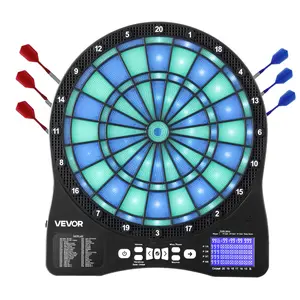 VEVOR Electronic Dart Board with LED Illumination, Wall-Safe Target, 48 Games & 500+ Variations, LCD Score Screen, 6 Dart Shafts with Flights, 50 Soft Tips, 8-Player Support