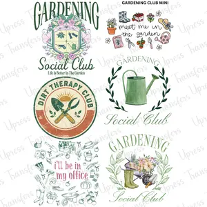 Gardening Club Mini DTF Transfer Gang Sheet 24.5" wide x 36" long. Direct To Film Mini Gang Sheet
