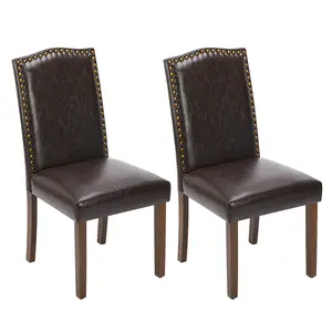 Upholstered Dining Room Chairs Modern Fabric Living Room Chairs Parsons with Nailhead Trim and Wood Legs Armless Kitchen Side Chair