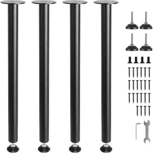 VEVOR 28 Inch Adjustable Desk Legs, Reinforced Steel Office Table Furniture Legs Set of 4 for DIY, 1200 lbs Load Capacity Heavy Duty Desk Legs, Quick Instalation Legs with Adjustable Foot Cup BlackVEVOR Super Brand Day
