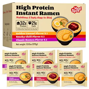 Healspot High Protein Instant Ramen, 6 Pack, 32g Plant-Based Protein, Non-Fried, Low Carb, Variety Pack or Single Flavors