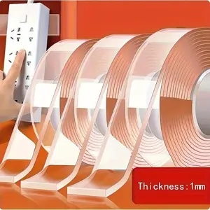 Heavy Duty Double-sided Tape, 3 Counts Reusable Adhesive Invisible Tape, Traceless Strong Adhesive Stickiness Tape Strip, Multi-purpose Removable Washable Transparent Installation Adhesive Tape