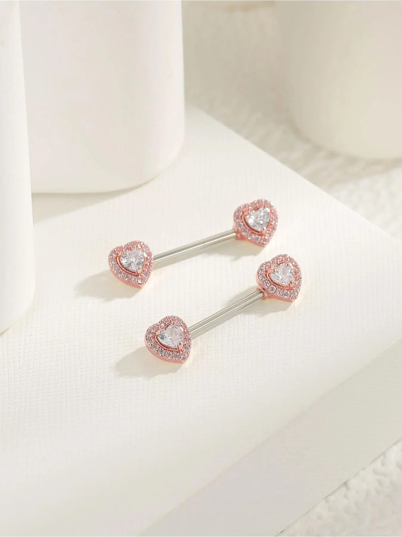 Cute Heart Shaped Nipple Ring, Rhinestone Decor Nipple Barbell, Cubic Zirconia Inlay Body Jewelry for Women, Accessories for Party, Daily Clothing Decor, Valentine's Day, Gift, Body Piercing Jewelry, Body Jewellery