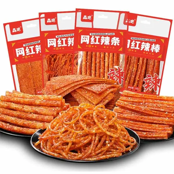 [Hot 2026!!!] Spicy Strips,Latiao,4 Packs Chinese Spicy Sticks,Classic Piquancy Daily Party Latiao Delicious Snack-3.2Oz Per Pack