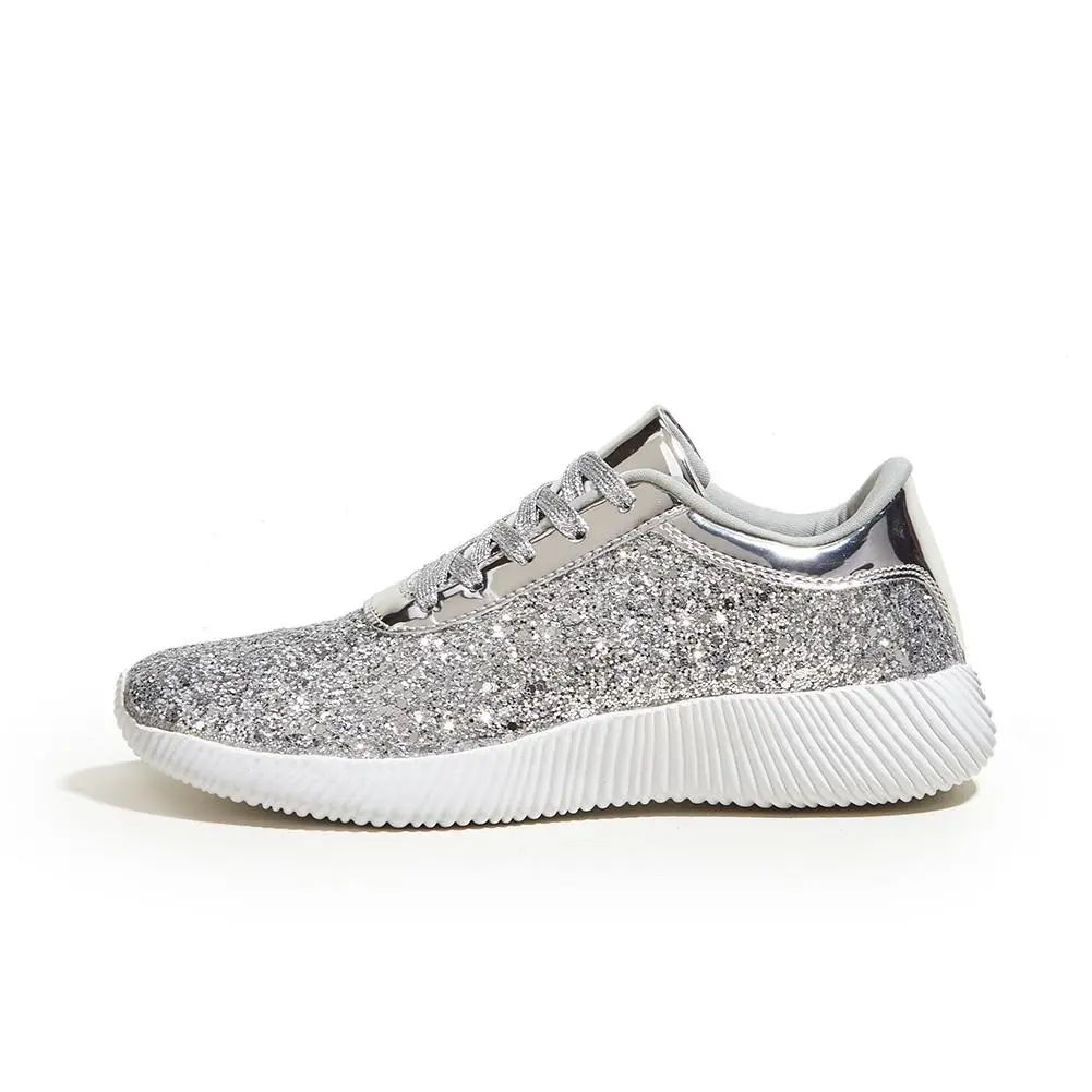 LUCKY STEP Women's Glitter Shoes Sparkly Lightweight Metallic Sequins Tennis Shoes Casual Retro Braided Walking Shoes tiktokshopspringglowup,summerwins tiktokshopbacktoschool