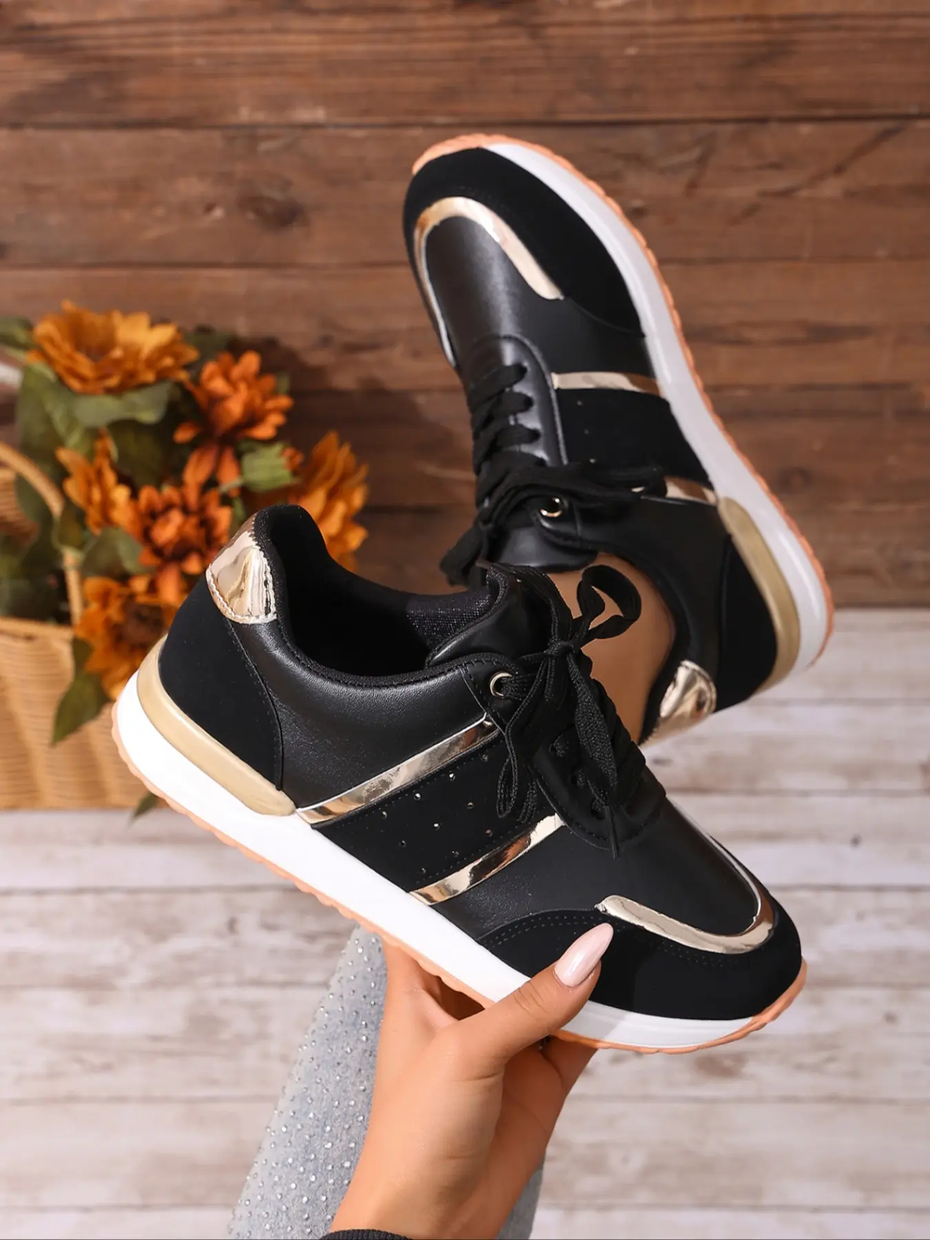 Women's Casual Sports Shoes, Fashion Walking Sneakers, Thick Soled Sneakers, Thick Sole Lace-Up Design, Comfortable Colorblock Flat Sneakers for Spring & Summer