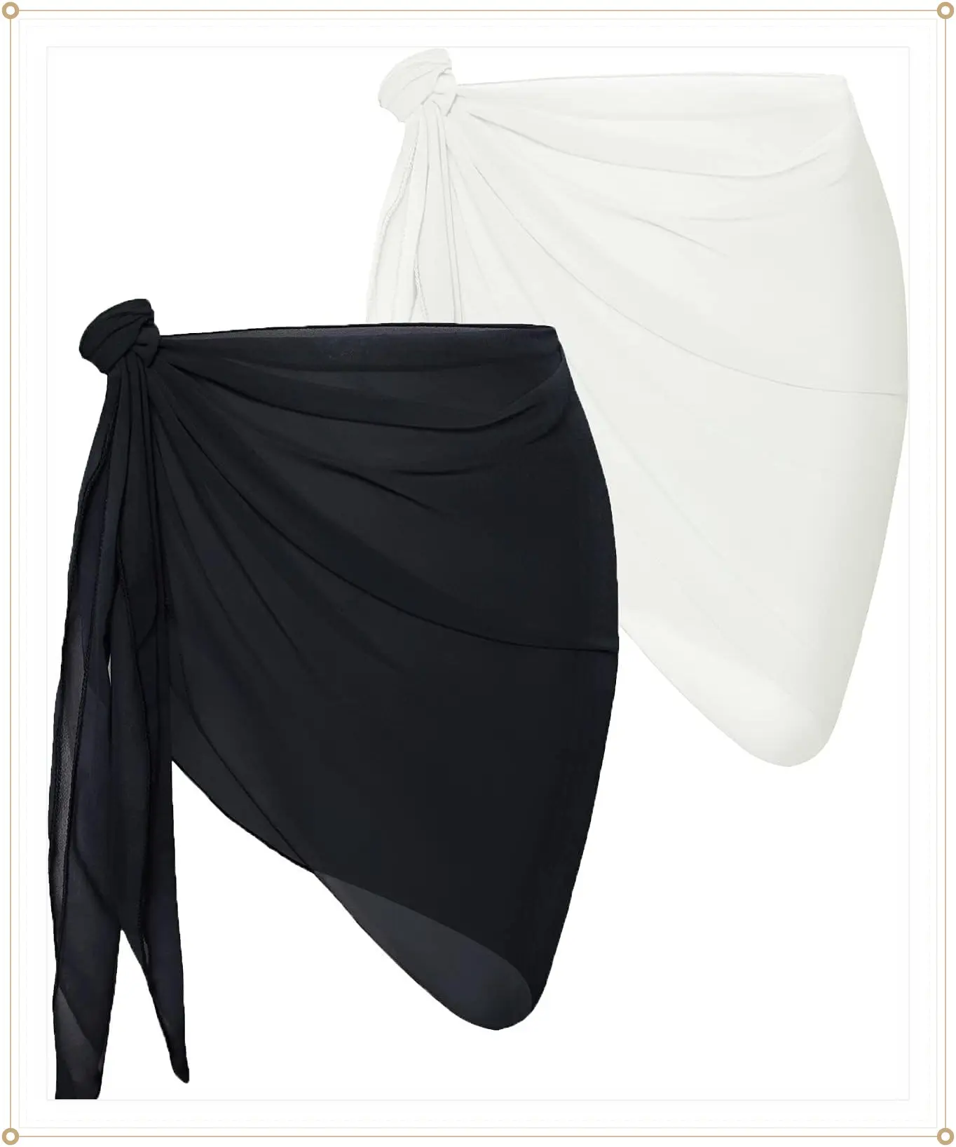 CHICGAL 2 Pieces Women Beach Sarong Bathing Suit Wrap Skirt Sheer Bikini Swimsuit Cover Ups for SwimwearGift