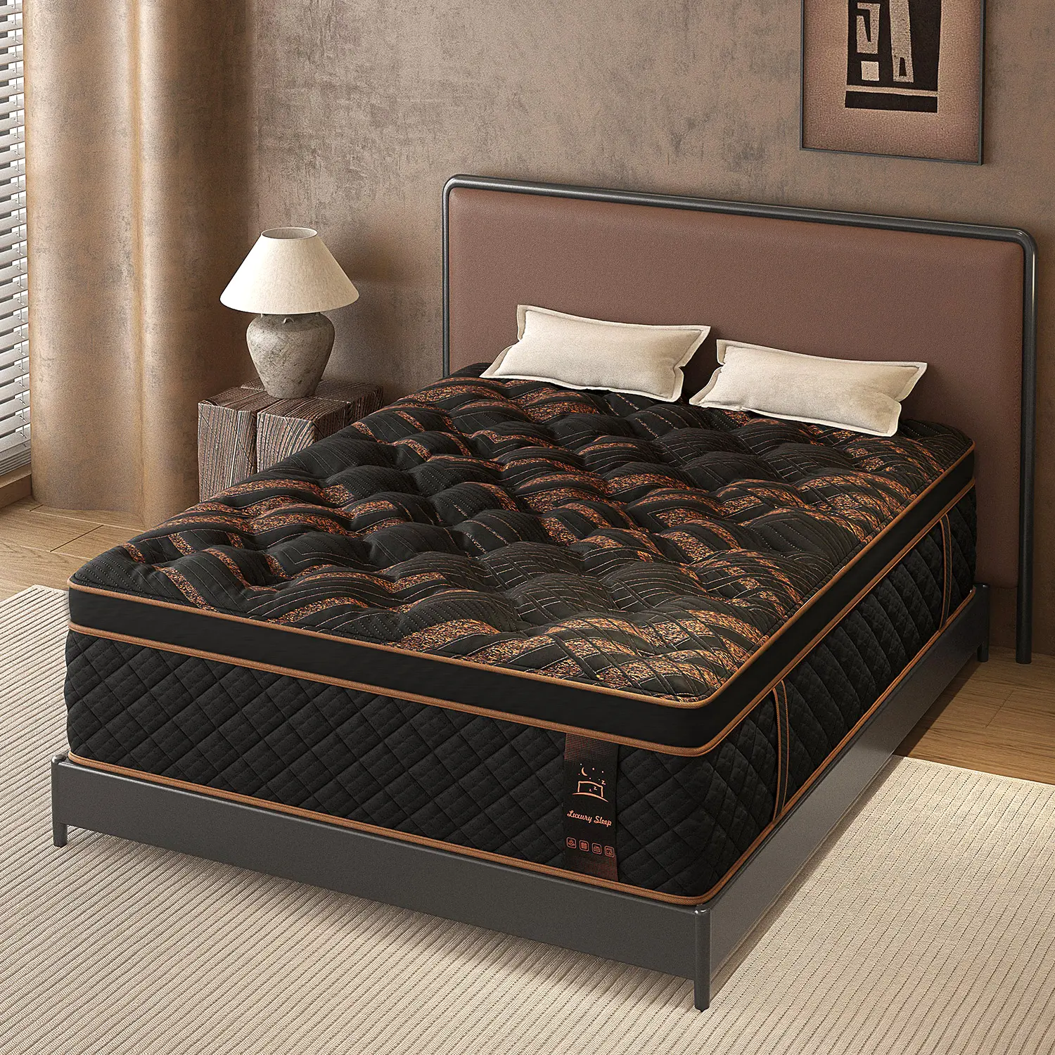 12"14" Twin Full Queen King Size Mattress in a Box Hybrid Pocket Spring Memory Foam, Medium Firm Ergonomic Mattress motion isolation with Lumbar Support