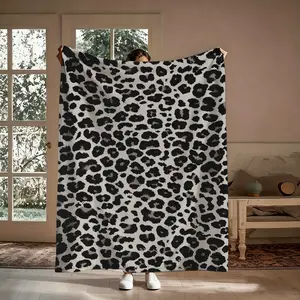 Grey Leopard Print Flannel Blanket - Super Soft, Warm, Wrinkle-Resistant, Animal Motif, Multi-Size, Travel-Ready Throw for Sofa, Camping, Trendy Home Decor & Perfect Gift for Her
