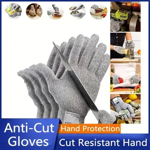 5-Level Hppe Cut-Resistant Gloves, Ideal for Construction, Kitchen, Woodworking, Garden Use, Durable and Protective Handwear