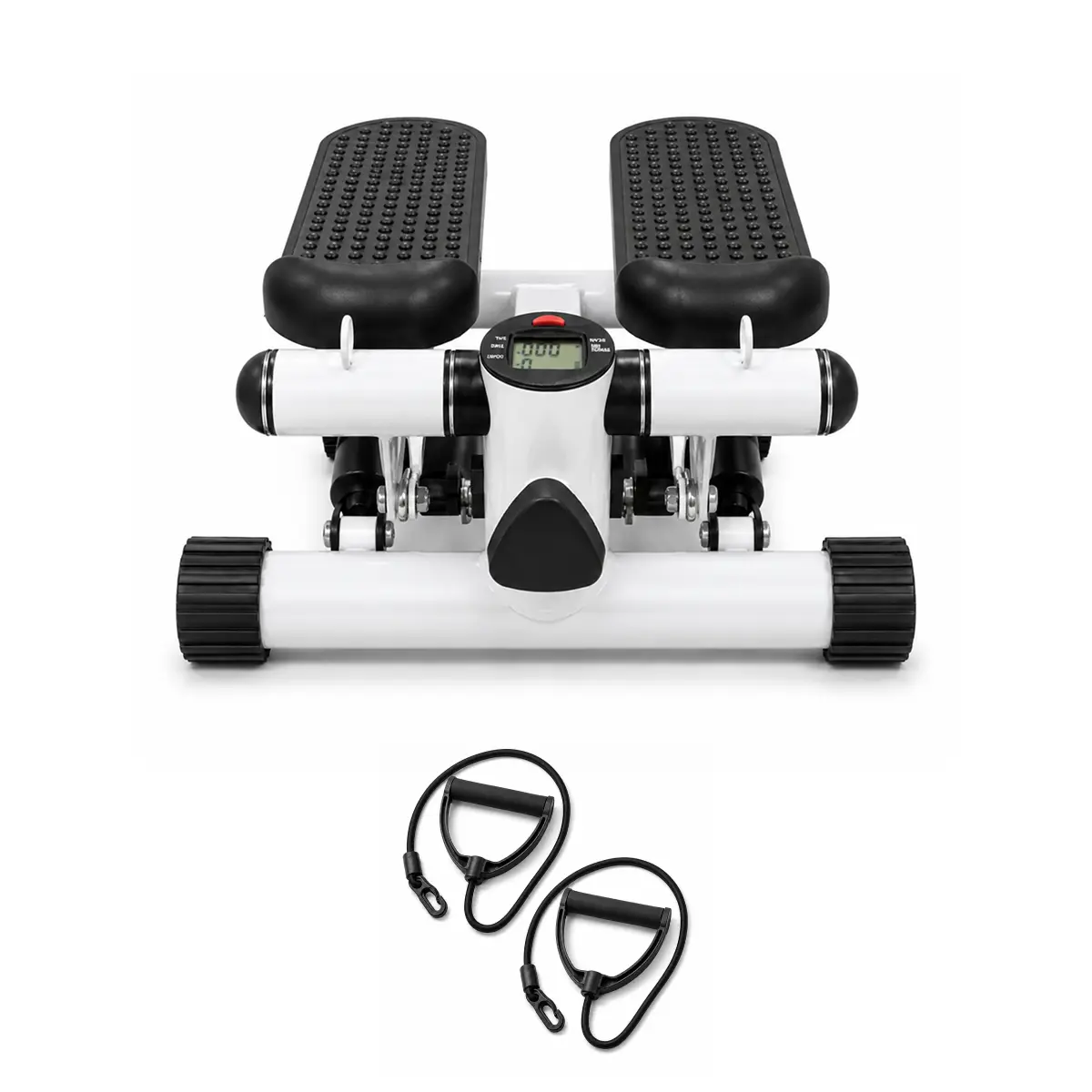 Mini Twist Stair Stepper - Space-Saving Step Machine with Resistance Bands, Adjustable Pedal, Sound-Dampening Quiet Operation, 300 lbs Capacity for Home Gym, Office Use; Unisex Adults Resistance Band Workout Equipment