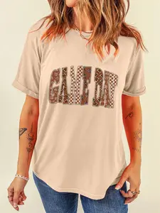 GAME DAY Checkered Letter Graphic T Shirt