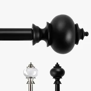 Deconovo Black Curtain Rods for Windows 48 to 84 Inches, Standard Adjustable Decorative Single Window Curtain Rod Set, 3/4 Inch Diameter Steel Tube with Black Finish