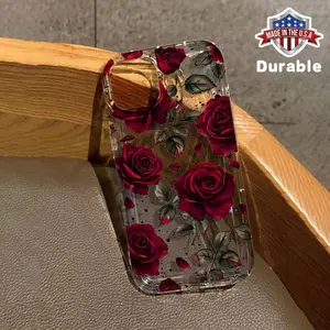 Vintage Red Rose Romantic Style Mobile Phone Case, Comfortable Touch,. Suitable for Multiple iPhone 16/15/14/13/12 Mobile Cases, durable anti-fouling and anti-fingerprint, high-anti-fall protective cover Protection Casing Protector Cellphone