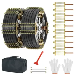 Nuadacaa 10 Packs Upgraded Snow Chains, Universal Adjustable Portable Snow Chain, Heavy Duty Tire Width 215-285mm, Anti-Slip Design