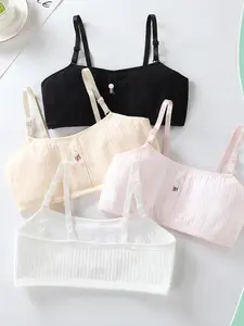 2026 New 4-Piece Set Comfortable Breathable No-Wire Bra for Teenage Girls, Youthful Development Stage Underwear, Soft and Lightweight