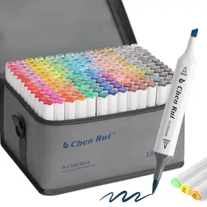 Chen Rui 48/60/80/120/168 Dual Tip Brush & Chisel Tips Art Marker Pens Brush Tip Permanent Markers with Base Drawing Supplies Kit for Artists Adults Anime Coloring Sketching Illustrations and Card Making Gift Refillable Alcohol Based Ink Markers