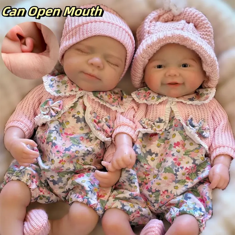 Otarddolls 1PC 13 inch Realistic Baby Doll - Full Body Silicone Newborn Girl Doll, Open Eyes, Open Mouth, Bald, Artificial Painted Skin, Visible Veins, 1 Set of Clothes, Waterproof, 0.9-1 kg, Can Be Stretched, Poseable, Soft Cuddly Gift for Girls,familyfu