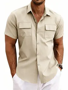 Men's Short Sleeve Work Shirt with Button-Down Casual Loose Design, Durable and Stylish Tactical Workwear for Work and Weekend (multiple Colors) Country Shirt