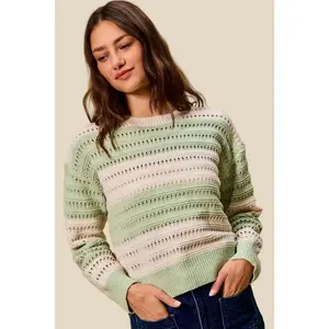 SO ME Openwork Mint Textured Sweater
