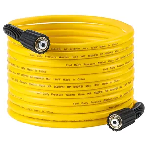 Tool Daily Pressure Washer Hose 50 FT X 1/4", Power Washer Replacement Extension Hose with M22 14mm Fitting, Kink Resistant,3/8" Quick Connect Kit For Gas & Electric Pressure Washer, 3600 PSI