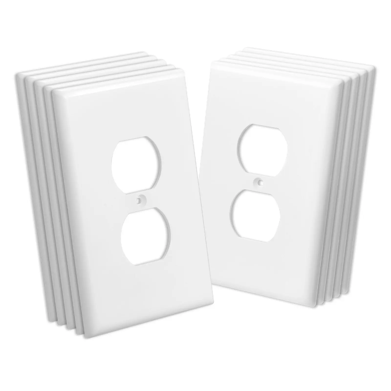 VEVOR  1-Gang Duplex Outlet Covers, 10 Pack Standard Size Wall Outlet Cover, Unbreakable and  Impact-Resistant Polycarbonate Thermoplastic, Dual Receptacle Faceplate, for Electrical Outlets, White
