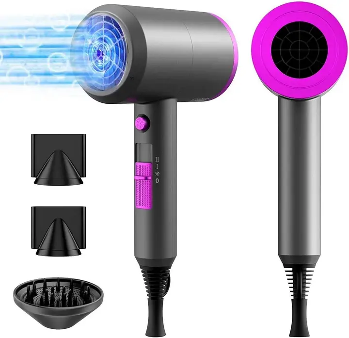 Professional Ionic Hair Dryer Kit - 1800W Powerful Fast Drying, Low Noise, Salon-Grade Home-Use Hair Dryer with Versatile Styling Attachments