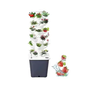 Hydroponics Tower Indoor Growing System - 35-Plant Vertical Garden Planter with Smart Self-Watering Pump & Movable Tank - Soilless Indoor Sky Garden Kit for Vegetables, Herbs, and Fruits