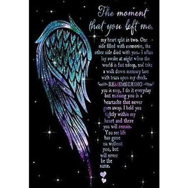 Noete Angel Wings The Moment That You Left Me My Heart Split In Two Metal Sign Vintage Retro Rustic Pub Wall Decor Art Room Decor Valentines Day Decor 8x12 Inch, black
