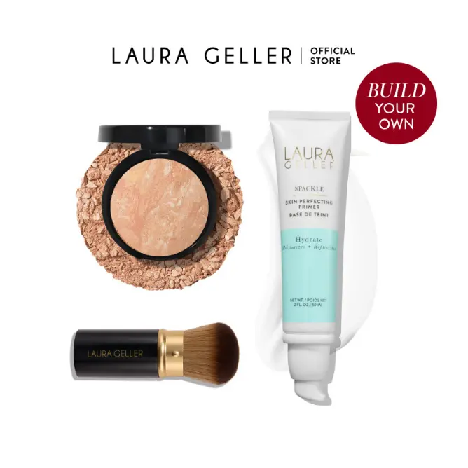 Laura Geller Build Your Own: Makeup Made Simple (3PC) - Includes Makeup Brush, Powder Foundation, and Primer