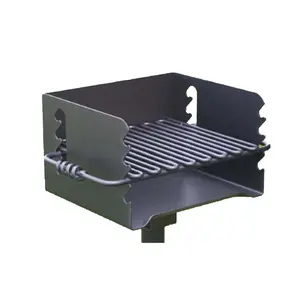Pilot Rock CBP 135 Park Style Steel Square Classic Outdoor BBQ Charcoal Grill and Post, Black