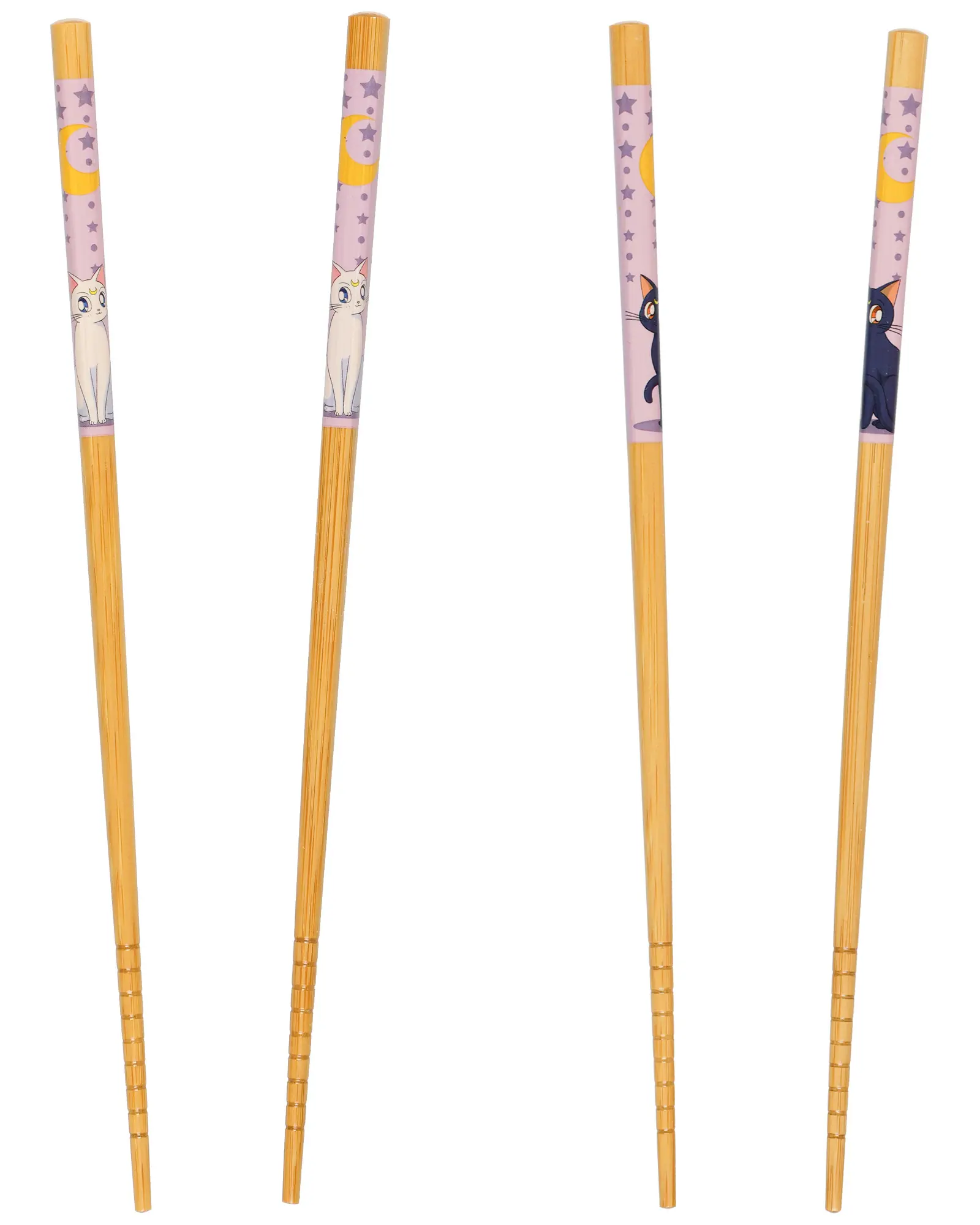 Sailor Moon Luna and Artemis Bamboo Chopsticks - 2-Piece Lightweight Reusable Anime Cutlery, Eco-Friendly Kitchen Tableware