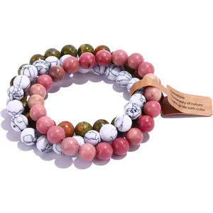 Elegant Healing Stone Bracelets Set - 3PCS 8mm Round Bead Stretch Bracelets for Women Men - Handcrafted Quality & Adjustable Length - Perfect Gift for Any Occasion