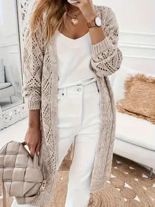 Plus Size Casual Long Sleeve Solid Color Knitted Sweater Cardigan, Button Front, Loose-Fitting, Women's Fashion Outerwear, Comfortable and Stylish