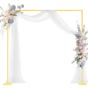 VEVOR Arch Backdrop Stand, 8 x 8 ft, Stable Structure, Easy Assembly, Square Gold Metal Arch Backdrop Stand for Wedding, Birthday Party, Graduation, Holiday Celebration, and Ceremony Decoration