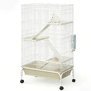 Ferret Cage, 47"h Large Critter Nation Cage with 3 Removable Ramps, Food Bowl, Water Bottle, Metal Small Animal Cages on Wheels for Chinchillas, Guinea Pigs, Rabbit, Sugar Glider